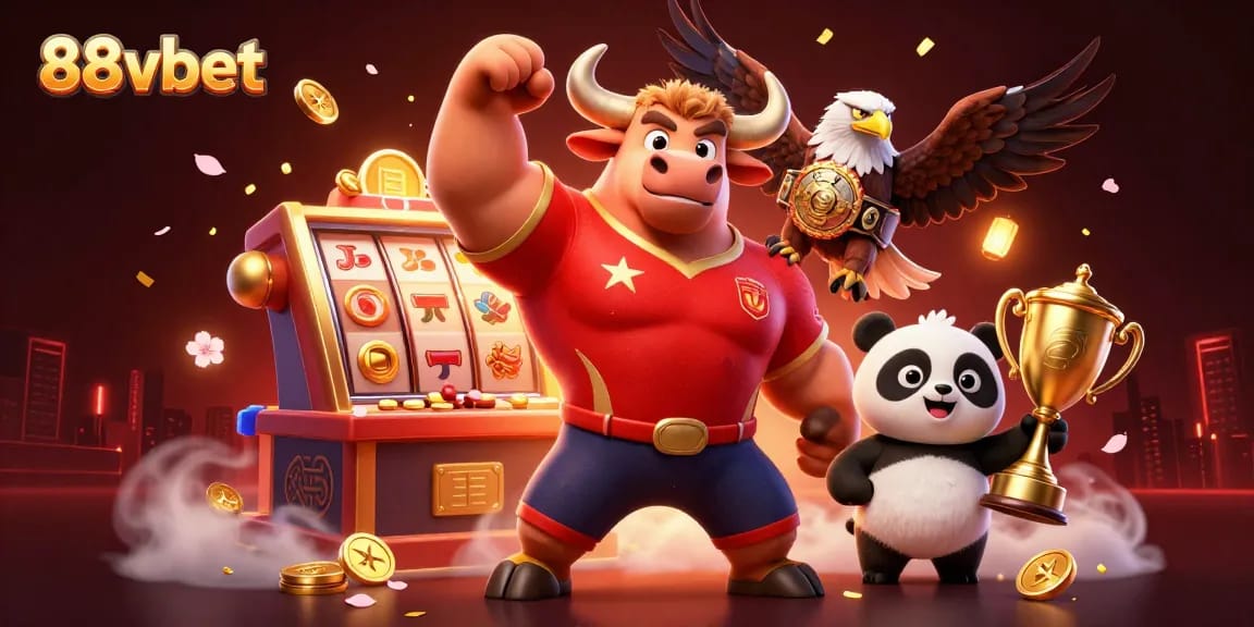 Experience the excitement of 88vbet with this vibrant 3D casino illustration featuring dynamic characters and gaming elements.