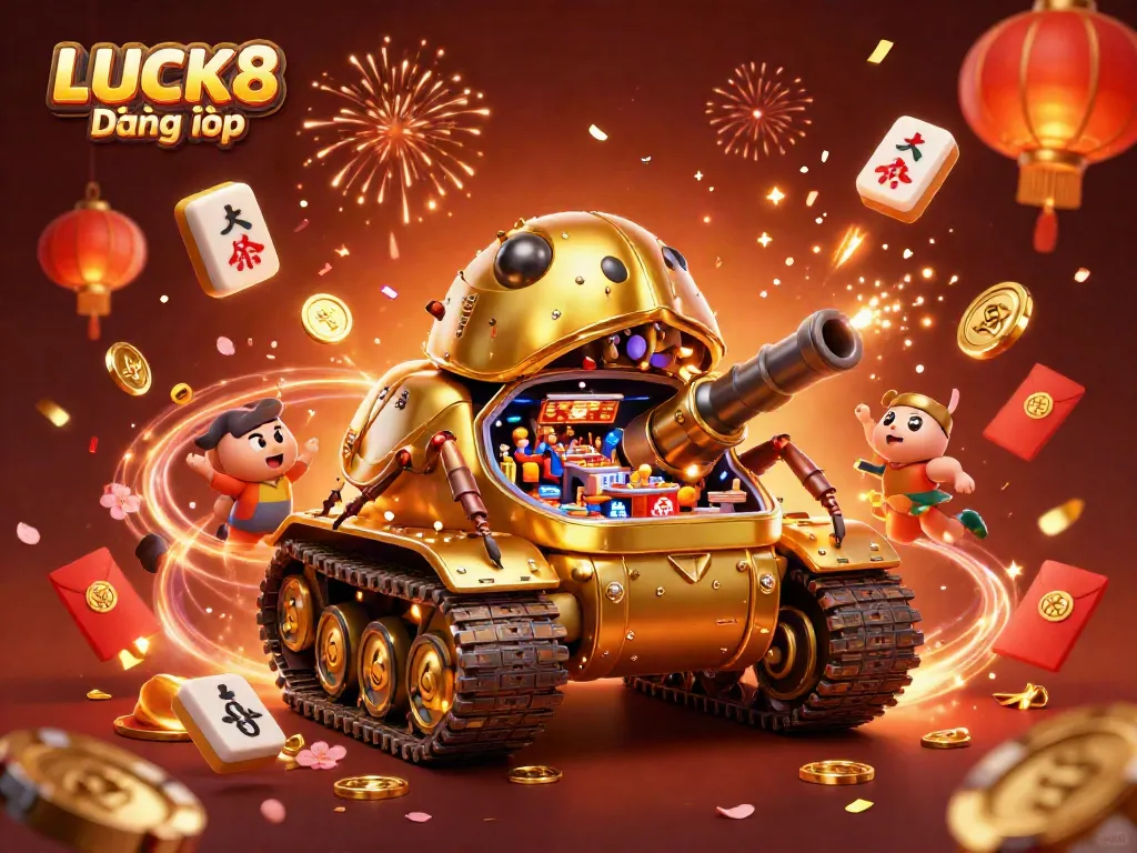 Engage in the thrill of LUCK8 Đăng nhập with this vibrant 3D casino tank illustration.