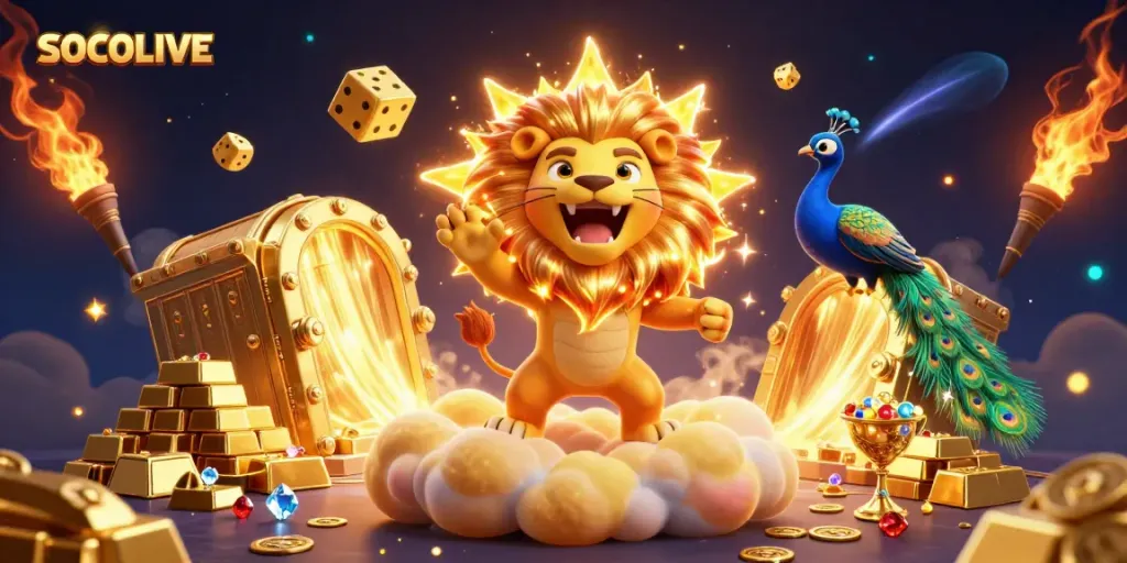 SOCOLIVE offers thrilling gambling experiences with vibrant cartoon illustrations of rich treasures and characters.