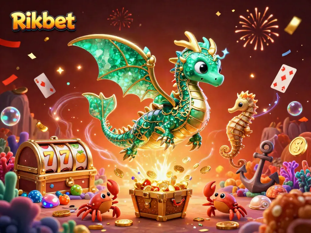 Experience thrilling wins with Rikbet's dynamic casino adventure featuring sea dragon and treasure.