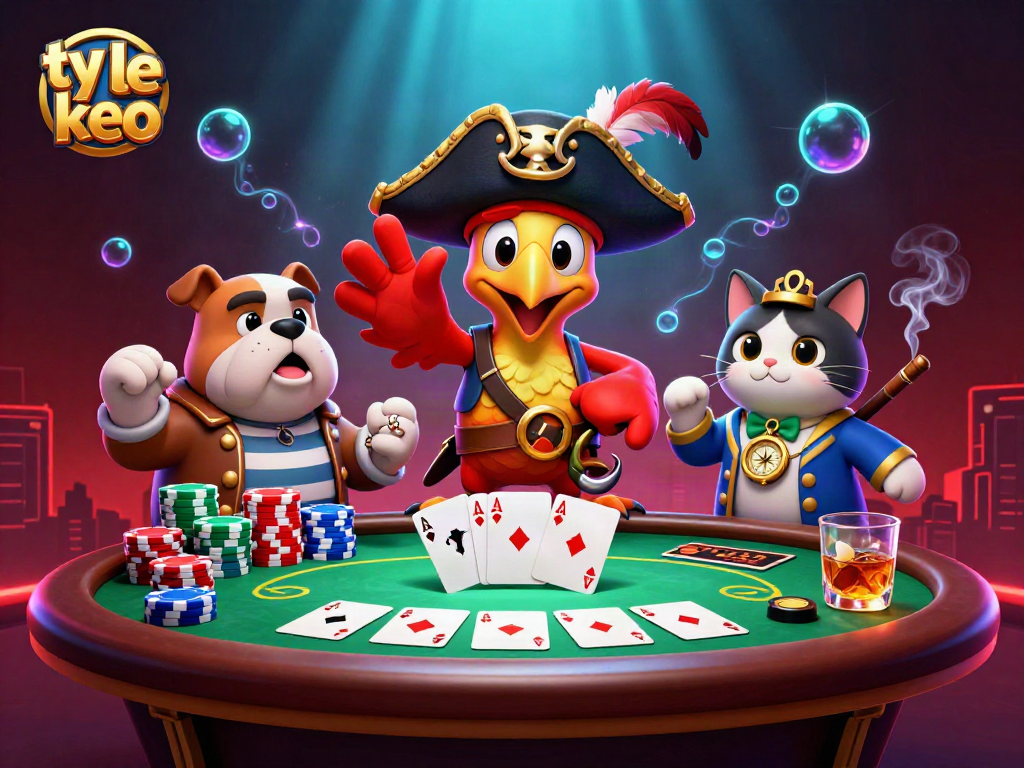 Engage with ty le keo betting strategies at a vibrant poker-themed casino scene.