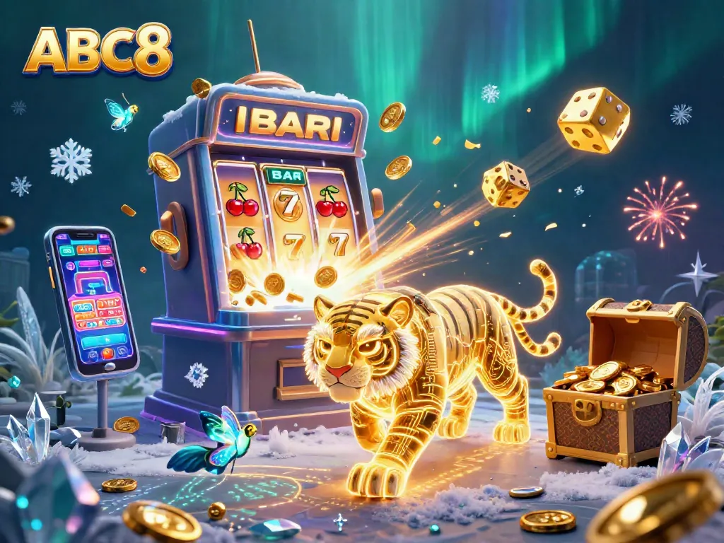 Experience the vibrant jackpot thrills at ABC8 Casino with a dazzling 3D illustration.
