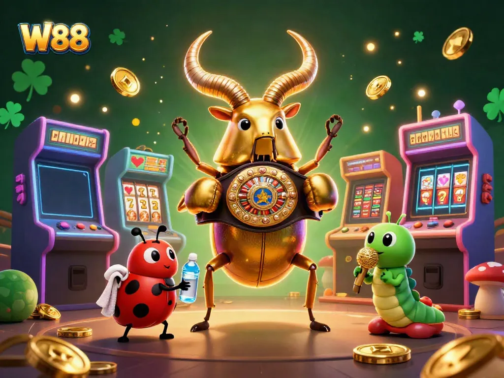 Engage with W88's exciting gaming dynamics featuring vibrant casino elements and characters.