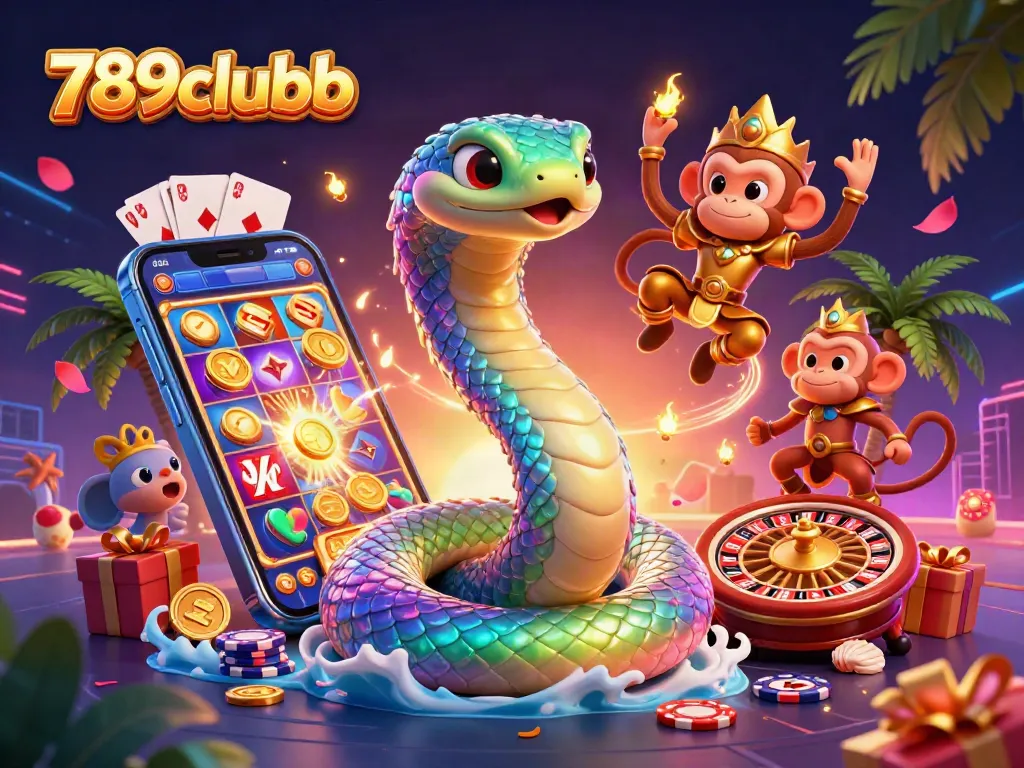 Spin the reels with 789clubb's vibrant casino scene, showcasing a colorful slot game.