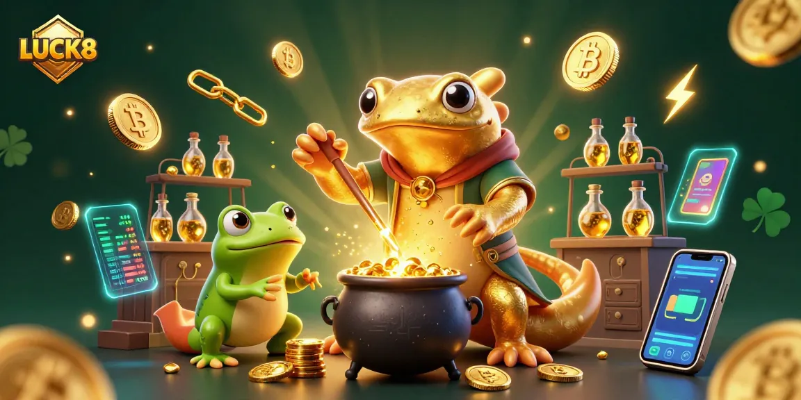 LUCK8 tạo ra vàng trong không gian casino ảo với các đồng tiền kỹ thuật số lấp lánh.