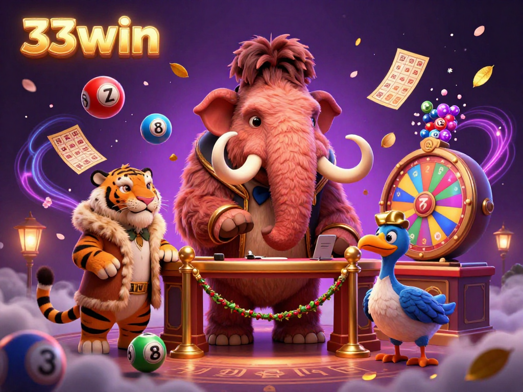 Experience thrilling excitement at 33win with the vibrant casino scene featuring dynamic lottery elements.