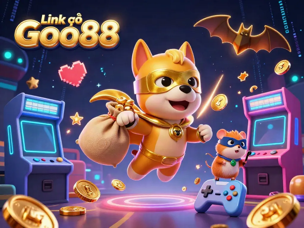 Experience the excitement of winning with Link vào Go88 in this vibrant 3D casino adventure illustration.
