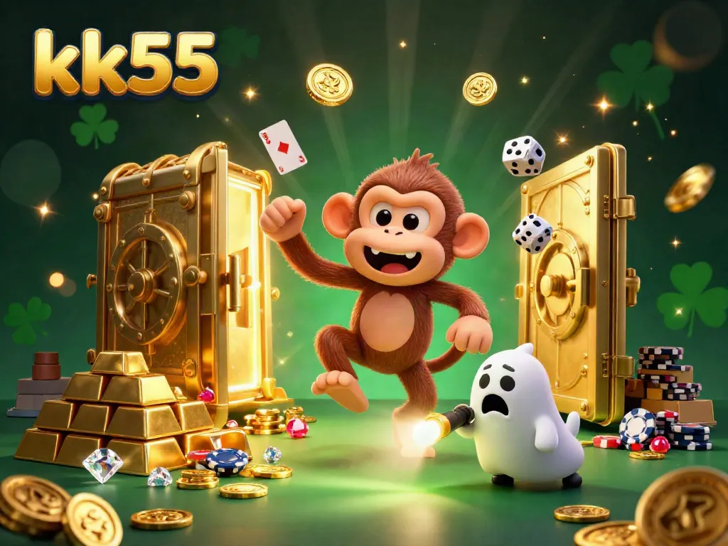 Engage in thrilling gambling at KK55, discovering exciting games amidst shimmering gold treasures.