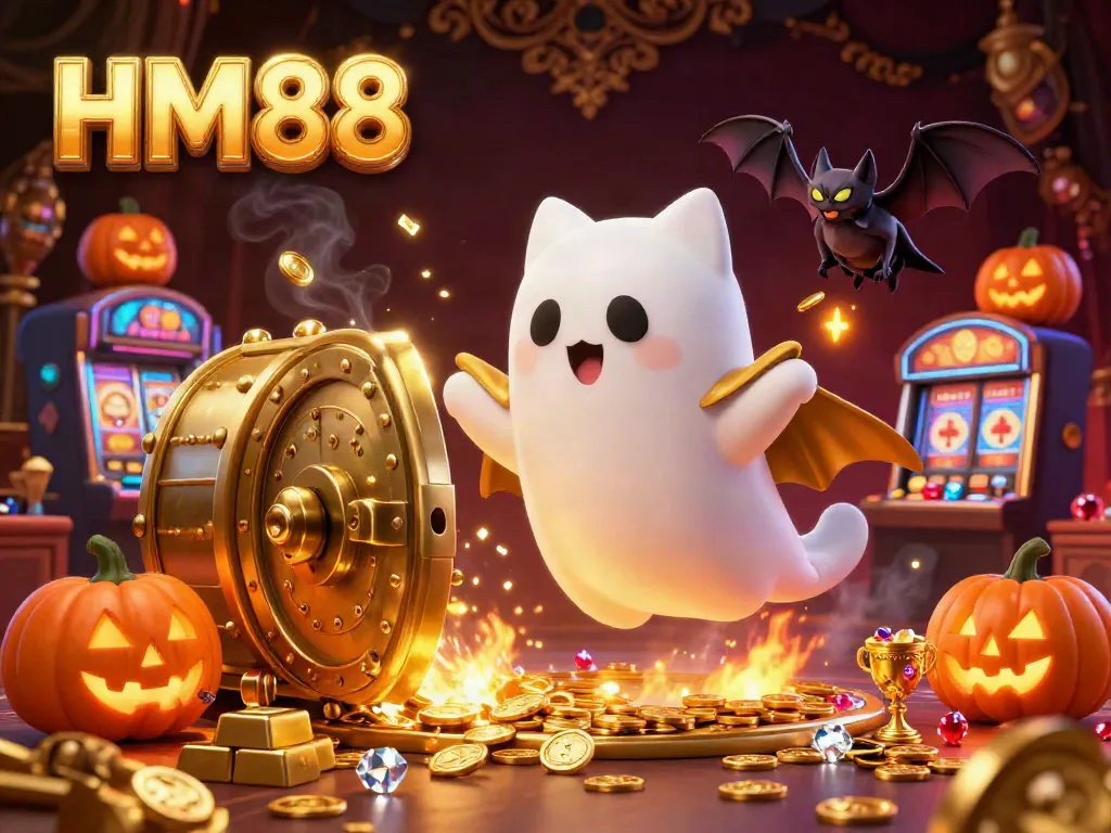 Experience the thrilling atmosphere of HM88 casino with a ghost cat and treasure galore.