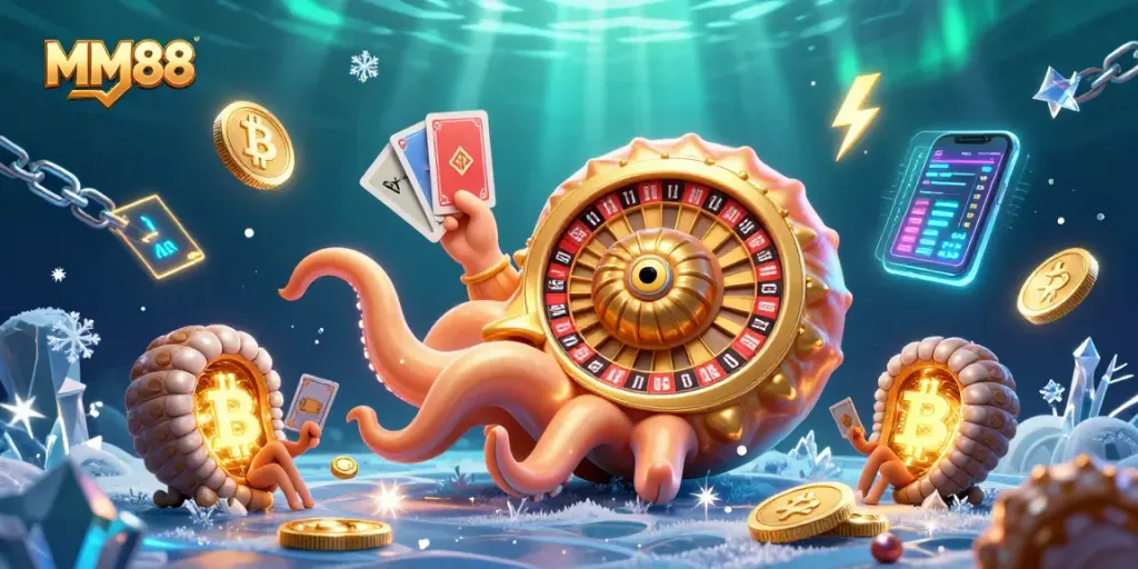 Engage with MM88's thrilling games featuring a giant nautilus and crypto elements.