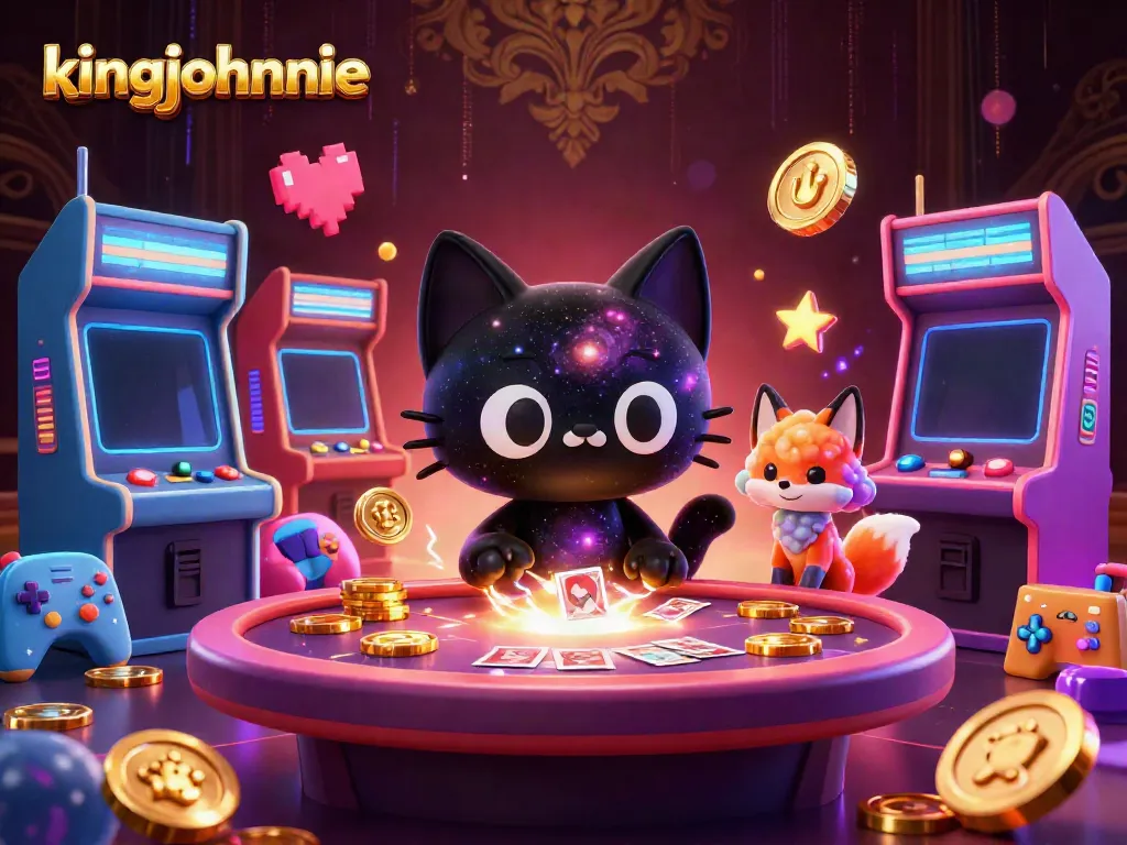 Win big with the kingjohnnie Baccarat experience, featuring a cosmic black hole cat and nebula fox.