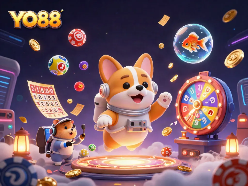 Experience thrilling gameplay at YO88 with a dynamic space casino scene full of excitement and wonder.